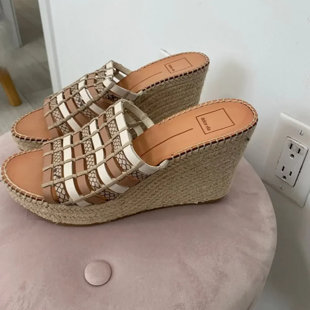 Dolce Vita Strappy Animal Print Espadrille Wedge Heels Size 10